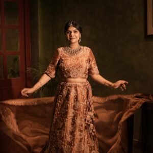 The "Dusty Rose" Floral Threadwork & Mirror Lehenga Set